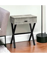 Mixed Material End Table with Drawer – Wood Top & Metal Base