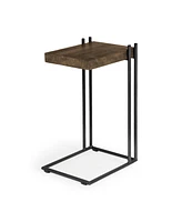 Industrial Solid Wood Square End Table with Metal Accents and Rivets
