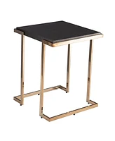 24" Black Geometric Metal Square End Table