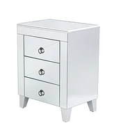 26" Silver End Table With Three Drawers