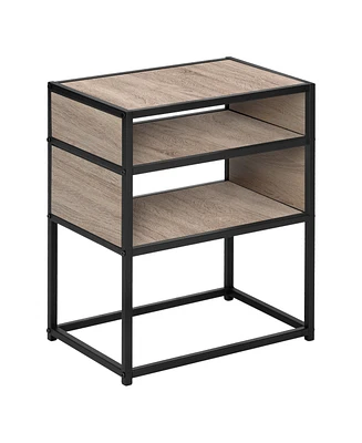 Modern End Table with Two Open Shelves for Display & Storage