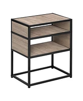 Modern End Table with Two Open Shelves for Display & Storage