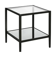 Mirrored Glass and Steel Square End Table with Shelf – Luxurious and Functional
