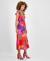 Sandra Darren Women's V-Neck Flutter-Sleeve Midi Dress
