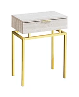 Wood and Metal End Table with Drawer – Industrial Style Accent Table for Living Room or Bedroom