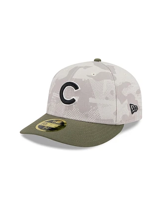 New Era Men's Light Beige/Olive Chicago Cubs 2025 Armed Forces Day Low Profile 59FIFTY Fitted Hat