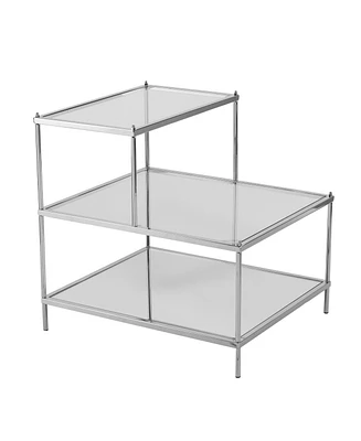 Modern Glass Mirrored End Table for Contemporary Living Room