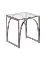 22" Chrome Glass And Iron Square End Table
