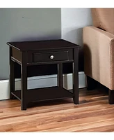 Square End Table with Drawer and Shelf – Manufactured Wood Accent Table