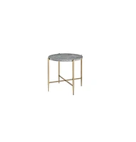 Industrial Round End Table with Manufactured Wood and Metal Frame