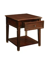 Functional Manufactured Wood Rectangular Side Table with Storage Drawer and Shelf