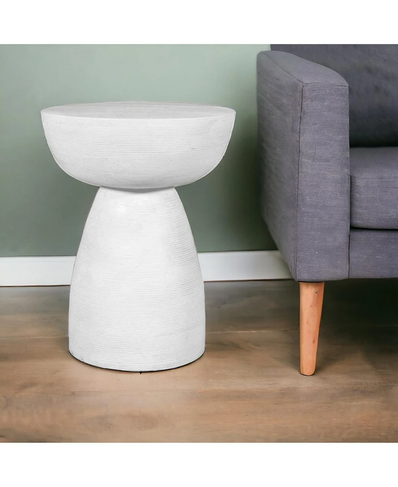 Solid Wood Round End Table – 22" White Distressed Finish for Farmhouse Style