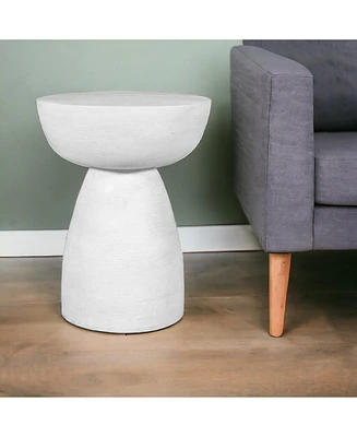 Solid Wood Round End Table – 22" White Distressed Finish for Farmhouse Style