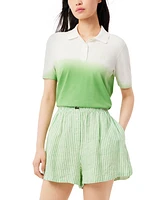 Lacoste Usa Women's Collared Ombre Short-Sleeve Sweater