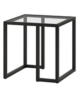 Sleek Square Glass Accent Table with Durable Metal Legs