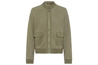 Olsen Women's Mixed Media Zip Front Bomber Jacket