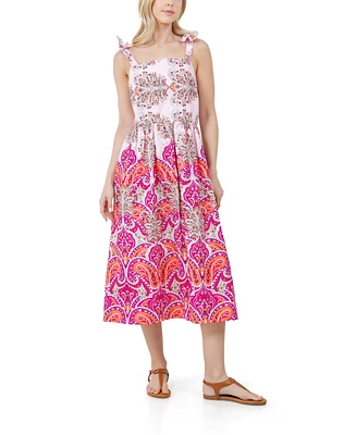 Fever Women's Sleeveless Bow Tie Straps Midi Dress