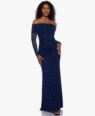 B Darlin Juniors' Embellished Off-The-Shoulder Gown