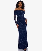 B Darlin Juniors' Embellished Off-The-Shoulder Gown