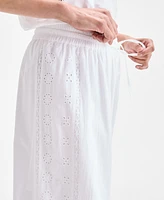 Style & Co Women's Cotton Eyelet Pull-On Wide-Leg Pants, Exclusively at Macy's
