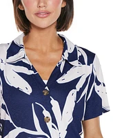 Belldini Women's Floral Button Front Knit Top
