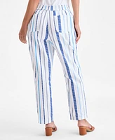 Style & Co Women's Cotton Striped Pull-On Tapered Pants, Exclusively at Macy's