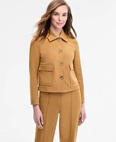 Anne Klein Womens Four Button Patch Pocket Jacket Pull On Pintuck Pants