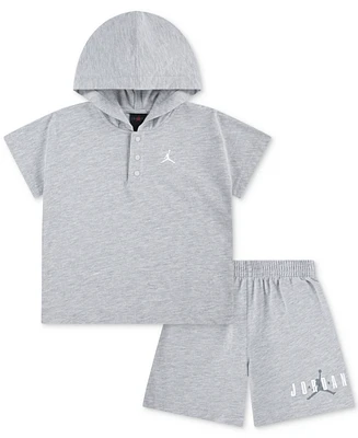 Jordan Little Boys Henley Hoodie & Shorts, 2 Piece Set
