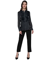 Karl Lagerfeld Paris Ruffled-Front Organza Blouse