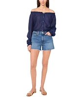 Vince Camuto Women's Solid-Color Off-the-Shoulder Button Blouse