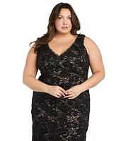 R & M Richards Plus Sequined Lace Gown
