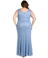 R & M Richards Plus Metallic Lace Jacket and Dress