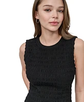Dkny Jeans Women's Crewneck Smocked Sleeveless Top