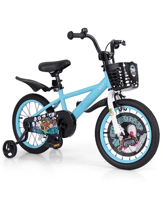 16 Inch Kids Bike Adjustable with Storage Basket and Double Brake for 4-8 Years Old