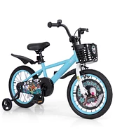 16 Inch Kids Bike Adjustable with Storage Basket and Double Brake for 4-8 Years Old