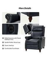 Basilio Genuine Leather Power Recliner with Usb Port