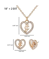 Juicy Couture Gold-Tone Pave Heart Necklace & Stud Earrings Set