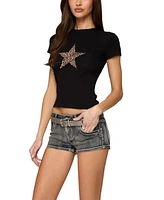 Edikted Women's Narla Leopard Star T Shirt