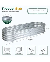 Aoodor Galvanized Raised Garden Bed Kit, 70.87''(L) x 23.62''(W) x11.81''(H) Outdoor Garden Planter Oval Large Boxes for Vegetables, Flowers, Herbs