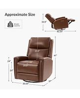 Osvaldo Genuine Leather Swivel Rocker Power Recliner with Usb Port