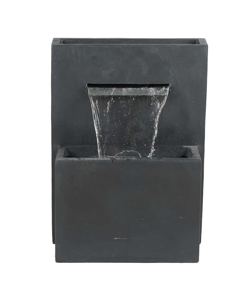 LuxenHome Gray Resin Modern Rectangular Waterfall Outdoor Fountain