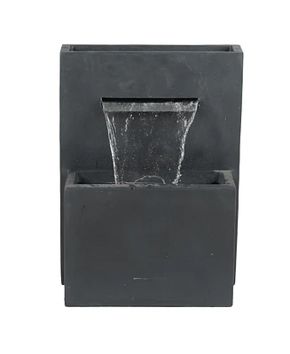 LuxenHome Gray Resin Modern Rectangular Waterfall Outdoor Fountain