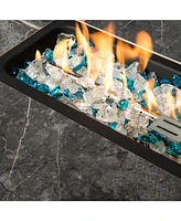 Outdoor Fire Table Propane Fire Pit Rattan gas fire table, gas fire table with tile tabletop