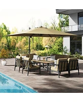 Mondawe 13ft Square Solar Led Cantilever Patio Umbrella with Included Base Stand & Bluetooth Light