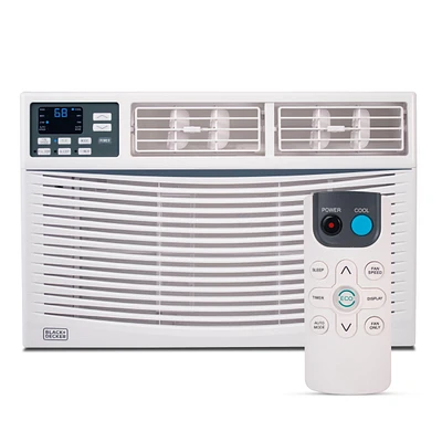 Black+Decker Window Air Conditioner 8,000 Btu, Ac Window Unit Cools Up to 350 Square Feet, Window Ac Unit with Remote Control, 3 Cooling Speeds and Fa