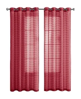 Kate Aurora 2 Piece Red Plaid Grommet Top Sheer Window Curtain Panels