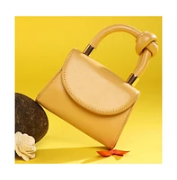 Women's Solid Yellow Handbag With A Flap