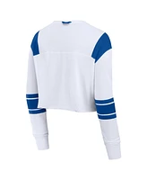 Fanatics Women's White Los Angeles Dodgers Stretch Cropped Fashion Long Sleeve T-Shirt