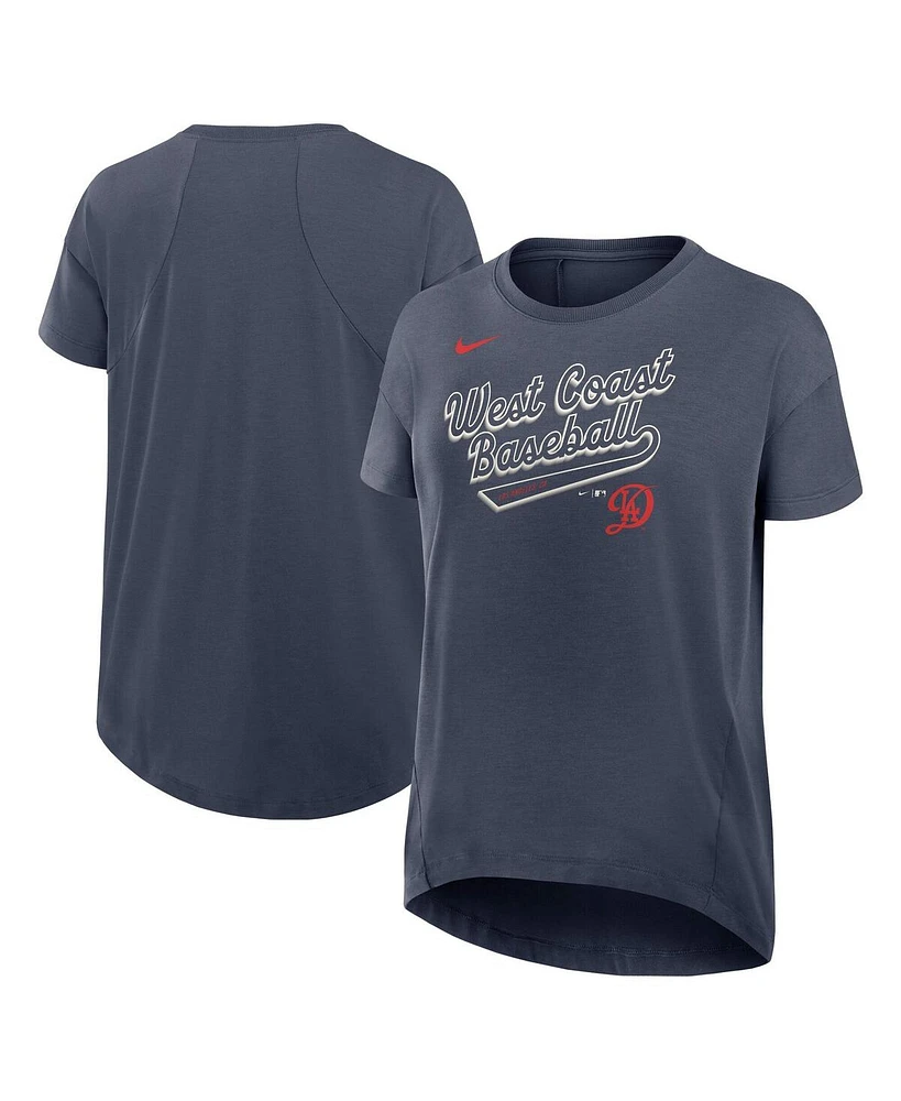 Nike Women's Charcoal Los Angeles Dodgers 2025 City Connect Flowy Fashion Tri-Blend Performance T-Shirt