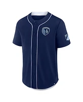 Fanatics Men's Navy Sporting Kansas City Injury Time Baseball Jersey